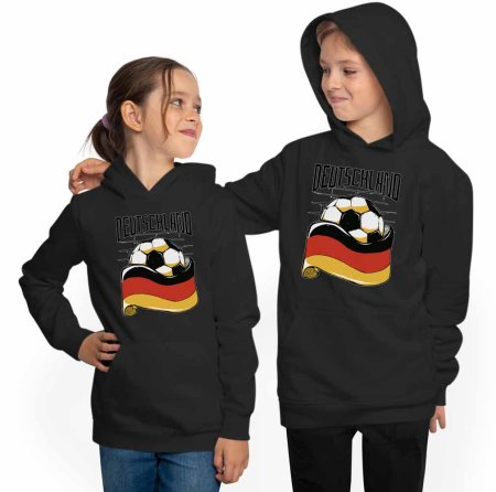 Kids Hooded Sweatshirt Hoodie - Soccer with Germany Flag i485